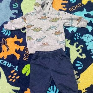 Carter's Gray Dinosaur Hoodie and Navy Pants Set